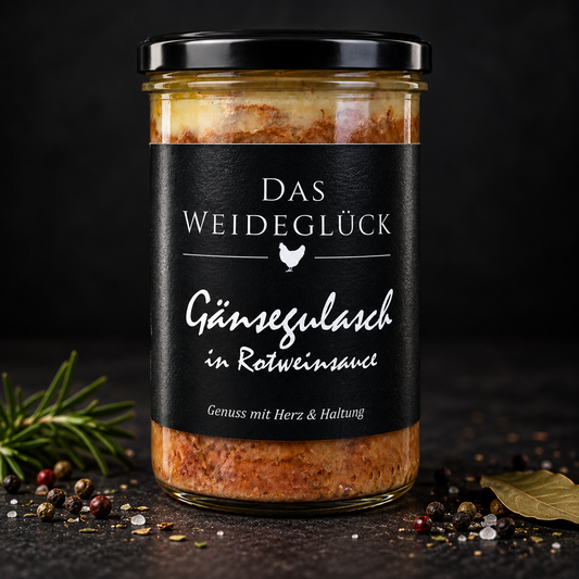 Gänsegulasch in Rotweinsauce